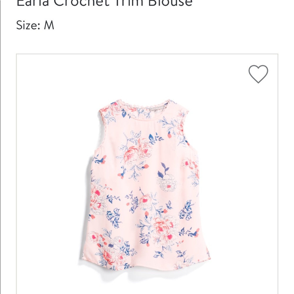 Stitch Fix Pale sky Earle Crochet Trim Blouse (M)
